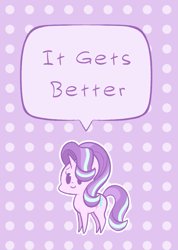 Size: 907x1272 | Tagged: safe, artist:typhwosion, imported from derpibooru, starlight glimmer, pony, unicorn, dialogue, female, it gets better, looking at you, positive ponies, smiling, solo, wholesome