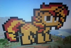 Size: 640x439 | Tagged: safe, artist:theanimefanz, imported from derpibooru, sunset shimmer, minecraft, minecraft pixel art, pixel art