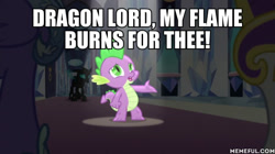 Size: 600x337 | Tagged: safe, edit, edited screencap, imported from derpibooru, screencap, spike, thorax, the times they are a changeling, a changeling can change, avatar the last airbender, caption, image macro, meme, memeful.com