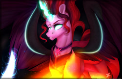 Size: 2800x1800 | Tagged: safe, artist:copshop, imported from derpibooru, sci-twi, twilight sparkle, pony, equestria girls, equestria girls ponified, female, glowing eyes, glowing horn, mare, midnight sparkle, ponified, smiling, solo