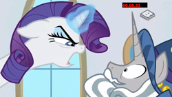 Size: 1280x720 | Tagged: safe, imported from derpibooru, screencap, rarity, star swirl the bearded, unicorn, friendship university, boomerang (tv channel), glowing horn