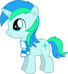 Size: 1373x1508 | Tagged: safe, artist:cyanlightning, imported from derpibooru, oc, oc only, oc:cyan lightning, pony, unicorn, .svg available, chest fluff, clothes, colt, ear fluff, male, scarf, simple background, solo, svg, transparent background, vector