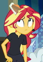 Size: 475x680 | Tagged: safe, imported from derpibooru, screencap, sunset shimmer, all the world's off stage, equestria girls, equestria girls series, all the world's off stage: micro chips, cropped, female, solo