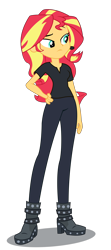 Size: 2114x4780 | Tagged: safe, artist:lifes-remedy, artist:remcmaximus, imported from derpibooru, sunset shimmer, all the world's off stage, equestria girls, equestria girls series, clothes, female, headset, pants, shirt, simple background, solo, transparent background