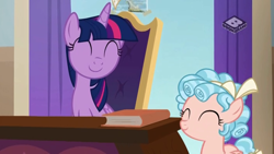 Size: 1024x576 | Tagged: safe, deleted from derpibooru, imported from derpibooru, screencap, cozy glow, twilight sparkle, alicorn, friendship university, book, cute, smiling, twilight sparkle (alicorn)