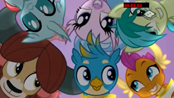 Size: 1920x1080 | Tagged: safe, imported from derpibooru, screencap, gallus, ocellus, sandbar, silverstream, smolder, yona, changedling, changeling, dragon, griffon, hippogriff, pony, yak, friendship university, boomerang (tv channel), cute, diaocelles, diastreamies, gallabetes, happy, looking at each other, sandabetes, smolderbetes, student six, yonadorable