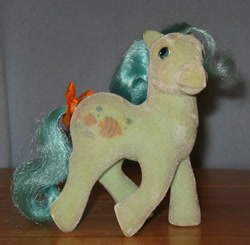 Size: 612x600 | Tagged: safe, imported from derpibooru, angel (g1), bow, g1, irl, photo, so soft pony, tail bow, toy