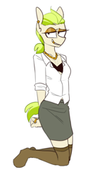 Size: 388x718 | Tagged: safe, artist:redxbacon, imported from derpibooru, oc, oc only, oc:golden keylime, anthro, unguligrade anthro, clothes, female, looking at you, solo