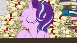 Size: 1920x1080 | Tagged: safe, imported from derpibooru, screencap, starlight glimmer, pony, a matter of principals, female, mare, scroll, solo