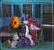 Size: 2245x2059 | Tagged: safe, artist:urbanqhoul, imported from derpibooru, spike, twilight sparkle, alicorn, dragon, pony, chair, clothes, duo, female, guitar, male, mare, musical instrument, piano, sitting, speaker, speakers, suit, twilight sparkle (alicorn), winged spike, wings