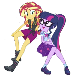 Size: 485x503 | Tagged: safe, artist:php77, editor:php77, imported from derpibooru, sci-twi, sunset shimmer, twilight sparkle, equestria girls, equestria girls series, forgotten friendship, geode of empathy, geode of telekinesis, simple background, transparent background