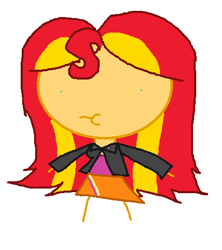 Size: 430x484 | Tagged: safe, imported from derpibooru, sunset shimmer, equestria girls, 1000 hours in ms paint, :i, :t, female, ms paint, simple background, solo, stylistic suck, white background