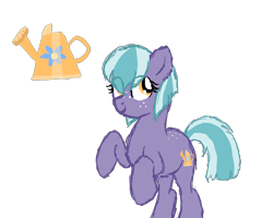 Size: 2500x2000 | Tagged: safe, artist:sodadoodle, imported from derpibooru, oc, oc only, oc:daisy blue, earth pony, pony, adopted offspring, female, freckles, mare, next generation, parent:discord, parent:fluttershy, parents:discoshy, simple background, sodaverse, solo, transparent background, watering can