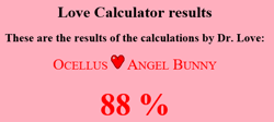 Size: 568x255 | Tagged: safe, imported from derpibooru, angel bunny, ocellus, angellus, crack shipping, female, implied straight, love calculator, male, shipping, straight