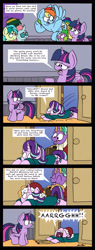 Size: 1768x4670 | Tagged: safe, artist:bobthedalek, imported from derpibooru, firelight, ocellus, rainbow dash, sandbar, spike, starlight glimmer, twilight sparkle, alicorn, earth pony, pegasus, pony, unicorn, the hearth's warming club, adorable distress, christmas, clothes, coat, comic, cute, father and daughter, fathers gonna father, female, hat, holiday, male, overreacting, santa hat, scarf, screaming, suitcase, twilight sparkle (alicorn)