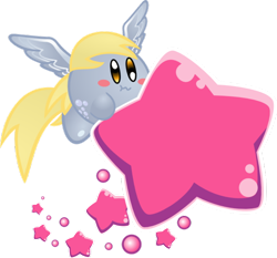 Size: 600x559 | Tagged: safe, artist:jrk08004, imported from derpibooru, derpy hooves, crossover, kirby, kirby (character), kirby (series), kirby derpy, kirbyfied, nintendo, puffball, simple background, species swap, transparent background, video game