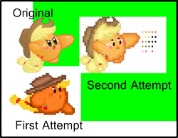 Size: 523x405 | Tagged: safe, artist:jrk08004, imported from derpibooru, applejack, crossover, kirby, kirby (character), kirby (series), kirby applejack, kirbyfied, nintendo, pixel art, puffball, simple background, species swap, sprite, transparent background, vector, video game