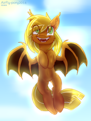 Size: 1500x2000 | Tagged: dead source, safe, artist:airfly-pony, imported from derpibooru, oc, oc only, oc:ember line, bat pony, monster pony, pony, bat ears, bat pony oc, bat wings, belly, belly button, cloud, cloudy sky, commission, cute, female, monster mare, rcf community, sketch, sky, smiling, solo, sunlight, sunny, sunshine sunshine, teeth, wings