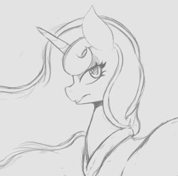 Size: 835x825 | Tagged: safe, artist:tre, imported from derpibooru, princess luna, alicorn, pony, female, grayscale, looking at you, mare, monochrome, sketch, solo