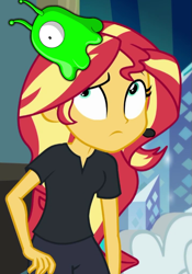 Size: 475x680 | Tagged: safe, edit, edited screencap, imported from derpibooru, screencap, sunset shimmer, all the world's off stage, equestria girls, equestria girls series, all the world's off stage: micro chips, brain slug, futurama