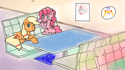 Size: 1280x720 | Tagged: safe, artist:chrisniimi/lisaloudleijon, artist:lisaloudleijon, imported from derpibooru, applejack, pinkie pie, applepie, female, japan, lesbian, restaurant, sailor moon, shipping