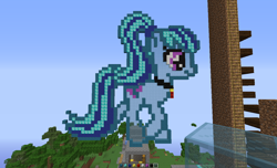 Size: 1280x778 | Tagged: safe, artist:tacotuesday21321, imported from derpibooru, sonata dusk, earth pony, pony, female, game screencap, mare, minecraft, minecraft pixel art, pixel art, ponified, solo