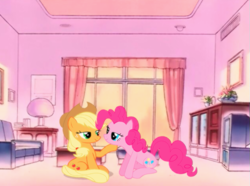 Size: 631x469 | Tagged: safe, editor:lisaloudleijon, imported from derpibooru, applejack, pinkie pie, applepie, female, lesbian, shipping