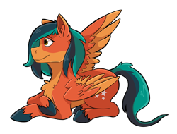Size: 1280x973 | Tagged: safe, artist:scraps-is-busy, imported from derpibooru, oc, oc only, pegasus, pony, comic:the factory failures, fanfic:rainbow factory, simple background, smiling, solo, transparent background, wings