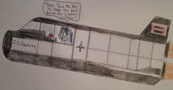 Size: 1045x546 | Tagged: safe, artist:rapidsnap, imported from derpibooru, party favor, pony, i didn't listen, male, solo, space, spaceship, traditional art