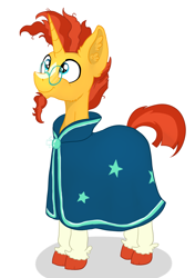 Size: 2477x3513 | Tagged: safe, artist:paskanaakka, derpibooru exclusive, imported from derpibooru, sunburst, pony, unicorn, clothes, colored hooves, cute, ear fluff, facial hair, glasses, goatee, male, robe, simple background, smiling, solo, stallion, sunburst's cloak, sunburst's glasses, sunburst's robe, unshorn fetlocks, white background