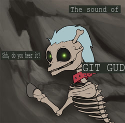 Size: 900x883 | Tagged: safe, artist:slamjam, imported from derpibooru, skellinore, skeleton pony, the break up breakdown, bone, dark souls, dark souls 2, git gud, meme, skeleton, two best friends play