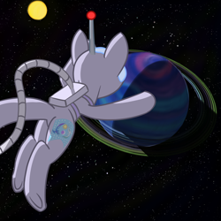 Size: 4096x4096 | Tagged: safe, artist:venaf, imported from derpibooru, pony, absurd resolution, astronaut, atg 2018, newbie artist training grounds, planet, space, spacesuit, sun