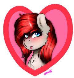 Size: 1666x1732 | Tagged: safe, artist:aaa-its-spook, imported from derpibooru, oc, oc only, oc:ponepony, pony, blushing, bust, chest fluff, heart, looking at you, portrait, simple background, solo, tongue out, transparent background