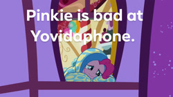 Size: 1920x1080 | Tagged: safe, edit, edited screencap, imported from derpibooru, screencap, pinkie pie, earth pony, pony, yakity-sax, captain obvious, image macro, meme, sad, yovidaphone