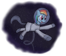 Size: 1122x961 | Tagged: safe, artist:werdkcub, imported from derpibooru, rainbow dash, pony, astronaut, atg 2018, female, newbie artist training grounds, solo, space, spacesuit, zero gravity