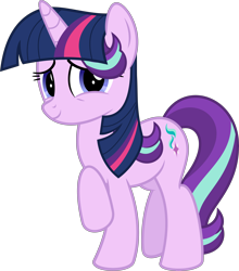 Size: 5058x5750 | Tagged: safe, artist:jhayarr23, imported from derpibooru, starlight glimmer, pony, unicorn, a matter of principals, absurd resolution, female, mane, mare, not twilight sparkle, raised hoof, simple background, solo, transparent background, twilight wig, vector, wig