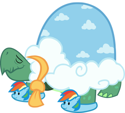 Size: 2644x2385 | Tagged: safe, artist:shutterflyeqd, imported from derpibooru, rainbow dash, tank, tortoise, tanks for the memories, clothes, dashie slippers, eyes closed, male, scarf, simple background, slippers, solo, transparent background, vector