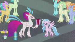 Size: 1920x1090 | Tagged: safe, imported from derpibooru, screencap, queen novo, silverstream, classical hippogriff, hippogriff, my little pony: the movie, the hearth's warming club, aunt and niece, female, present, three days of freedom