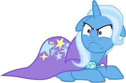 Size: 12662x8354 | Tagged: safe, artist:famousmari5, imported from derpibooru, trixie, pony, unicorn, a matter of principals, >:c, absurd resolution, angry, behaving like a cat, cape, clothes, cute, diatrixes, ears back, female, floppy ears, frown, madorable, simple background, solo, transparent background, trixie's cape, vector