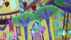 Size: 1920x1080 | Tagged: safe, imported from derpibooru, screencap, peacock, a matter of principals, book, food, no pony, plant, strawberry