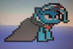 Size: 547x367 | Tagged: safe, artist:theanimefanz, imported from derpibooru, trixie, pony, alicorn amulet, female, megapony, minecraft, minecraft pixel art, pixel art, solo, sprite