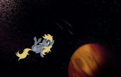 Size: 1024x653 | Tagged: safe, artist:zetamad, imported from derpibooru, derpy hooves, pegasus, pony, female, jupiter, mare, solo, space