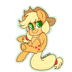 Size: 1024x1024 | Tagged: safe, artist:twisted-sketch, imported from derpibooru, applejack, pony, deviantart watermark, female, mare, simple background, solo, watermark, white background