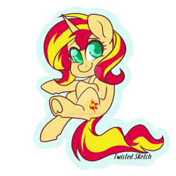 Size: 1024x1024 | Tagged: safe, artist:twisted-sketch, imported from derpibooru, sunset shimmer, pony, unicorn, deviantart watermark, female, mare, solo, watermark