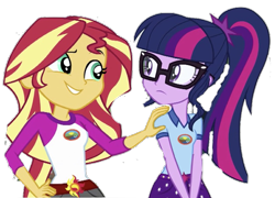 Size: 809x583 | Tagged: safe, artist:php77, editor:php77, imported from derpibooru, sci-twi, sunset shimmer, twilight sparkle, equestria girls, legend of everfree, simple background, transparent background