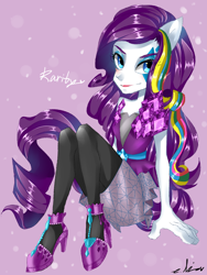 Size: 1500x2000 | Tagged: safe, artist:clinping, imported from derpibooru, rarity, equestria girls, clothes, female, heart, lipstick, ponied up, signature, solo