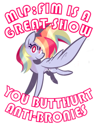 Size: 586x743 | Tagged: safe, artist:lillynya, edit, imported from derpibooru, rainbow dash, pegasus, pony, brony, female, solo, subverted meme, white pupils