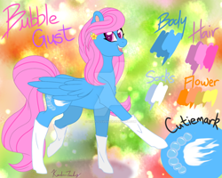 Size: 1024x819 | Tagged: safe, artist:violetlove88, imported from derpibooru, oc, oc:bubble gust, pegasus, pony, clothes, cute, female, flower, mare, reference sheet, socks