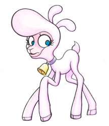 Size: 584x677 | Tagged: safe, artist:twilibrary, imported from derpibooru, pom lamb, lamb, sheep, them's fightin' herds, bell, bell collar, collar, community related, digital art, female, looking at you, pom (tfh), simple background, solo, standing, transparent background