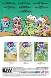 Size: 994x1528 | Tagged: safe, artist:pencils, idw, imported from derpibooru, apple rose, auntie applesauce, goldie delicious, granny smith, rainbow dash, earth pony, pony, spoiler:comic, spoiler:comic70, female, gold horseshoe gals, mare, official comic, preview
